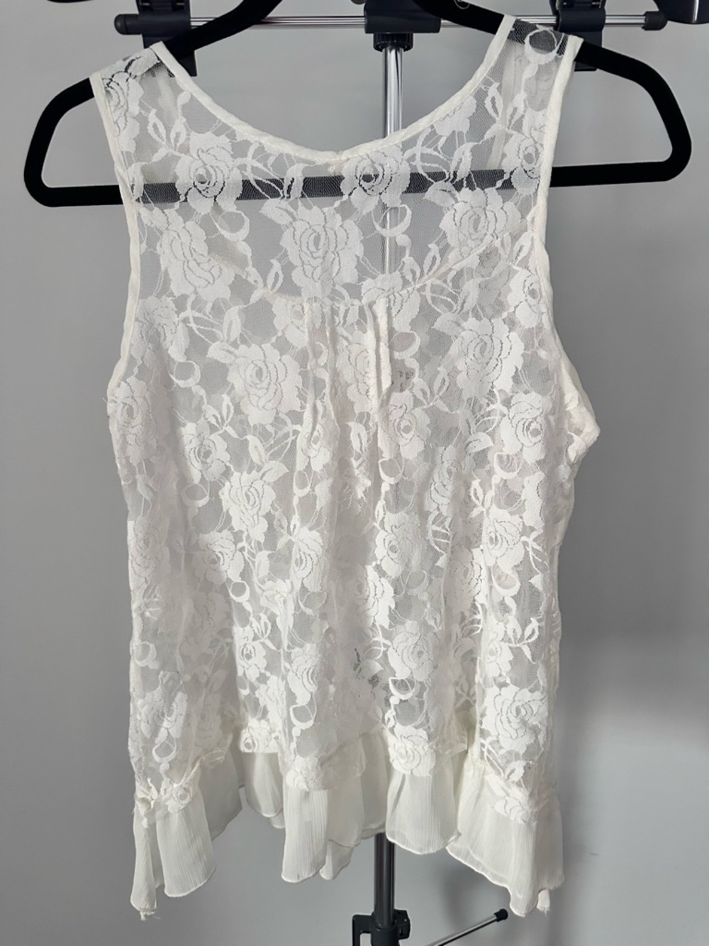 ⚡️Lapis White Lace Sheer Camisole Tank | Small | Floral pattern | BOHO - Picture 10 of 15